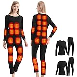 GHKWXUE Winter Women Damen Elektrische Heizung Thermal Underwear Set USB-Konstanttemperatur 28 Zonen...