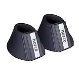 HORZE Pferde Hufglocken ProBell, Springglocken mit Klettverschluss, 2er Set, Schwarz, L
