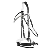 HORZE Trensenzaum Grayson, anatomisches Zaumzeug, Leder Trense für Dressur mit Glitzer, Schwarz, F