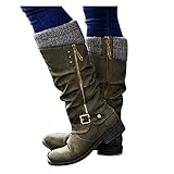 Stiefeletten Damen Modische Warm Lange Stiefel Für Frauen Herbst Winter Reitstiefel Western Stiefel...