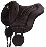 Equinate Reitpad Stella aus synthetischem Leder Pferd Braun - Bareback Pad mit pflegeleichter...