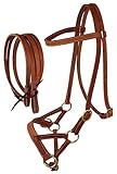 CHALLENGER Amish USA Horse Western Leather Tack Bitless Sidepull Trensenzügel Tan 77RT03TN-F