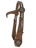 Thor Equine Kopfstück Allan Westerntrense mit Concha und Dots, V-Shaped, Natur Cob