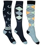 HKM Reitsocken Cardiff (3er Set) dunkelblau/Salbei 30-34