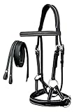 CHALLENGER Cob Western English Leder gebisslose Sidepull Zügel schwarz 7713BK-C