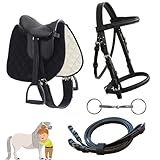 MY SWEET PONY® Kinder Shetty Sattel-Set + Trense + Gebiss + Zügel | für Pony Shetty und Holzpferd...