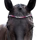 MagicTack Pferde Stirnriemen geschwungen für Trense Größe Warmblut pink, rosa Kristalle Design...