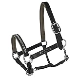 QHP Luxus Lederhalfter Halfter Lupine mit Strass-Steinen schwarz (Warmblut)
