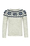 Handgestrickter Islandpullover HSI-202 - Rundhalspullover aus Islandwolle - hellgrau - Größe L