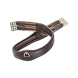 SUNRIDE Sattelgurt Soho aus Echtleder, anatomisch mit D-Ring (3X) für Hilfszügel (125 cm, braun)