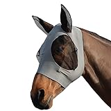 Verbesserte fliegenmaske Pferd cob warmblut mit Ohren uv Schutz (Grau)