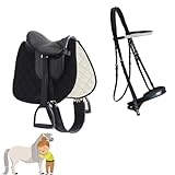 MY SWEET PONY® Kinder Shetty Sattel-Set + Trense in Schwarz | für Pony Shetty und Holzpferd |...
