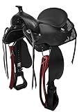 A&M Reitsport Baumloser Westernsattel Kansas aus Büffelleder Schwarz, wechselbares Kopfeisen,...