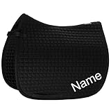 Eskadron schwarz Cotton Dressur-Schabracke mit individuellem Namen Bestickt, Schriftart:Arial...