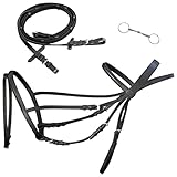 vidaXL Trense Trensenzaum Ledertrense mit Zügeln Gurtzügel Trensengebiss Pony