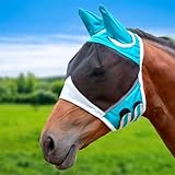Glamifyr Fliegenmaske Pferd Fliegenmaske Pferd Warmblut,Fliegenhaube Pferde Klettverstellung Pferde...