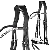Heinick-Reitsport Trense anatomisch Competition Schwarz Weiß Lack ~ Glow-Silver ~ Vollblut