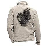 Pets-easy Fleecejacke Reiten mit einem schwarzen Pferd – personalisierbare Reitbekleidung für...