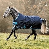 Horseware Amigo Bravo 12 50g Turnout Regendecke Navy/Turquoise, Deckengröße:130 cm / 6´0