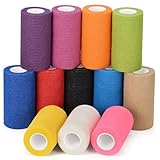 12 Rollen Selbsthaftende Bandage Selbstklebender Verband 10cm Kohäsive Bandage Wrap Erste Hilfe...