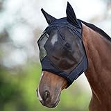 Harrison Howard CareMaster Pferde Fliegenmaske UV-Schutz mit Ohrenschutz Schwarz Warmblut (L)