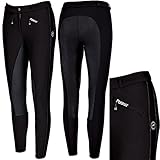 PIKEUR SOFTSHELL Damen Vollbesatz Reithose LATINA GRIP, schwarz/schwarz, 88 (44 lang)